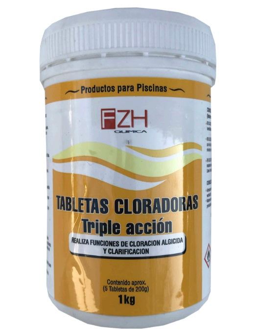 CLORO TABLETA PARA PISCINA TRIPLEACCION POTE 1 KG - FZH