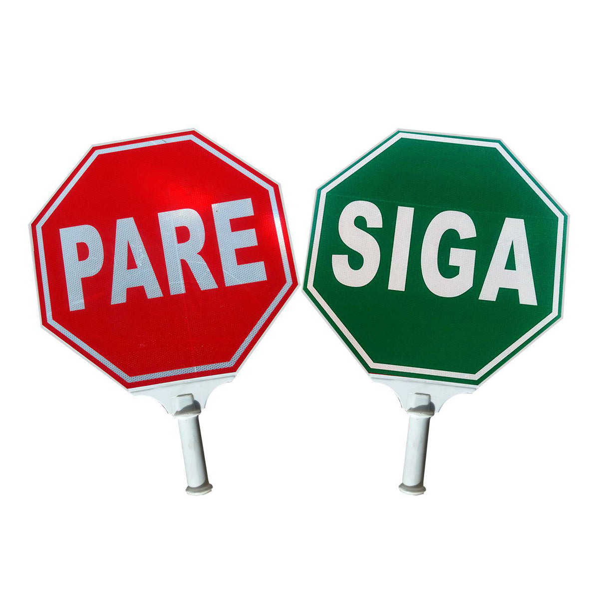 PALETA SEÑALIZACION ABS PARE-SIGA 30 CM BI- COLOR ROJO/VERDE FZH