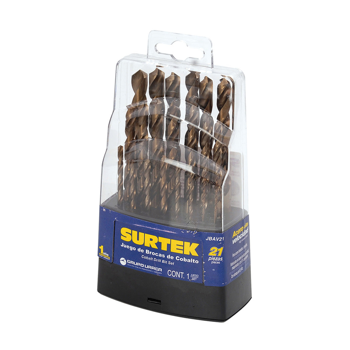 JUEGO BROCA COBALTO 1/16" A 3/8" - 21 PZS REF JBAV21 SURTEK